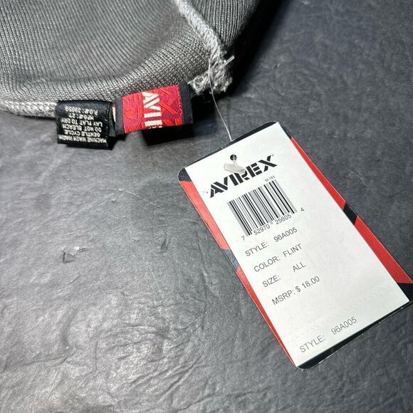 Avirex Grey Orange Knit Beanie Skully Hat Men OS - Picture 5 of 6